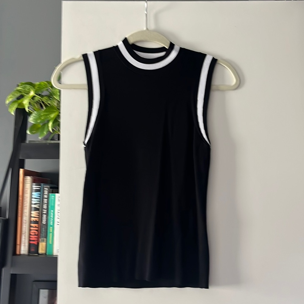 Rag & Bone Women's Black and White Priya Crewneck Knit-Tank - Picture 1 of 5